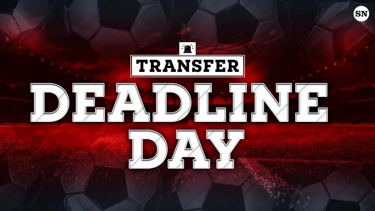 Transfer Deadline Day graphic with football background Transfer Deadline Day graphic with football background