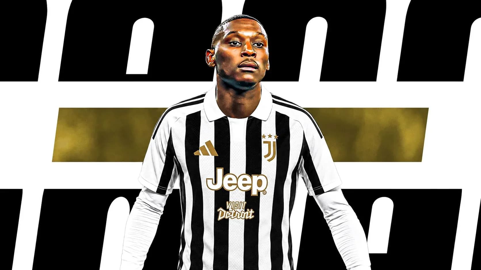 Player in Juventus jersey with team logo displayed Player in Juventus jersey with team logo displayed