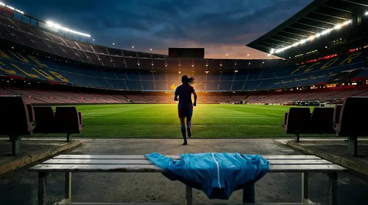 Player running onto pitch at stadium during sunset Player running onto pitch at stadium during sunset