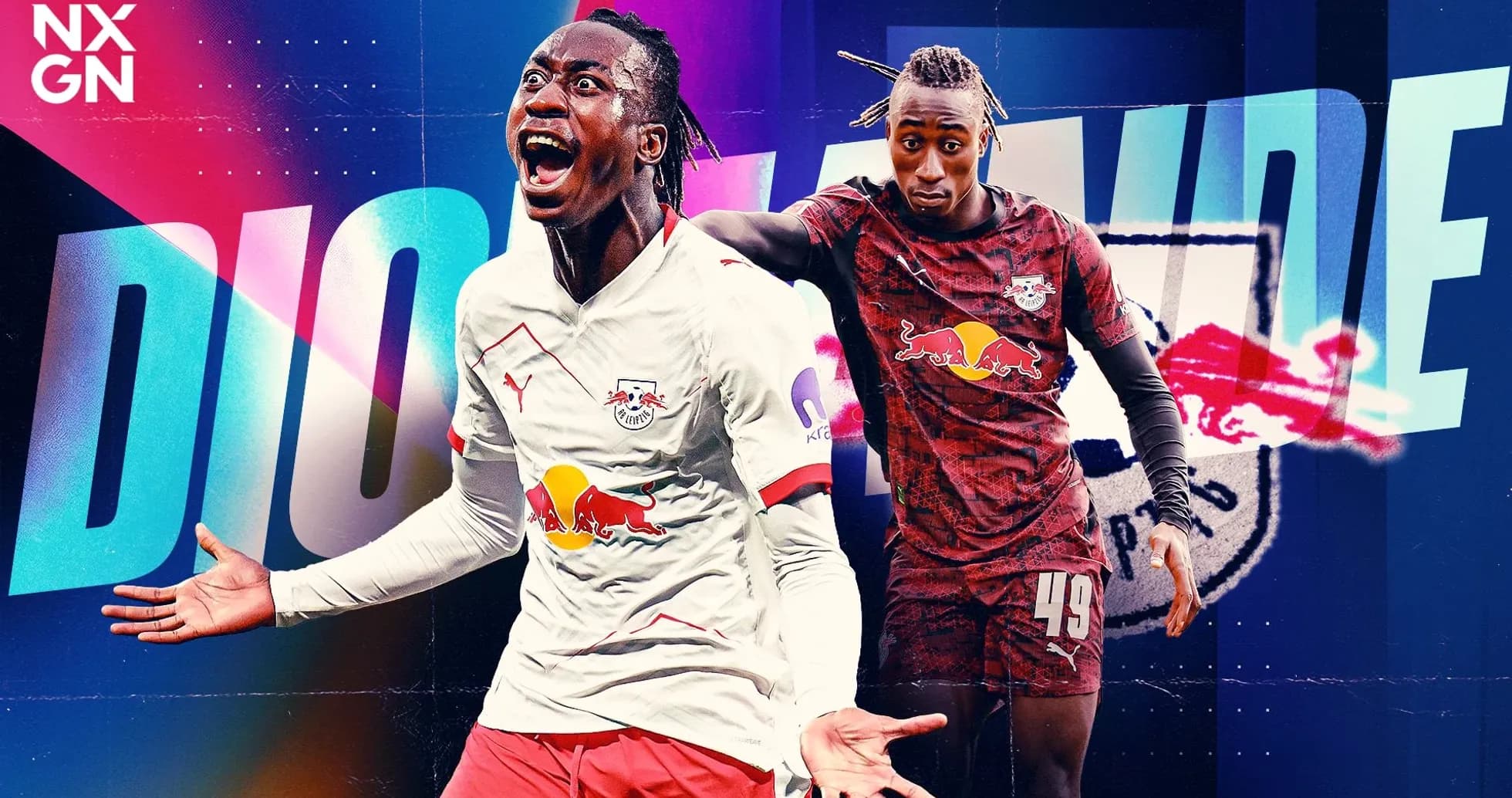 Duo of players from RB Leipzig celebrating goals Duo of players from RB Leipzig celebrating goals