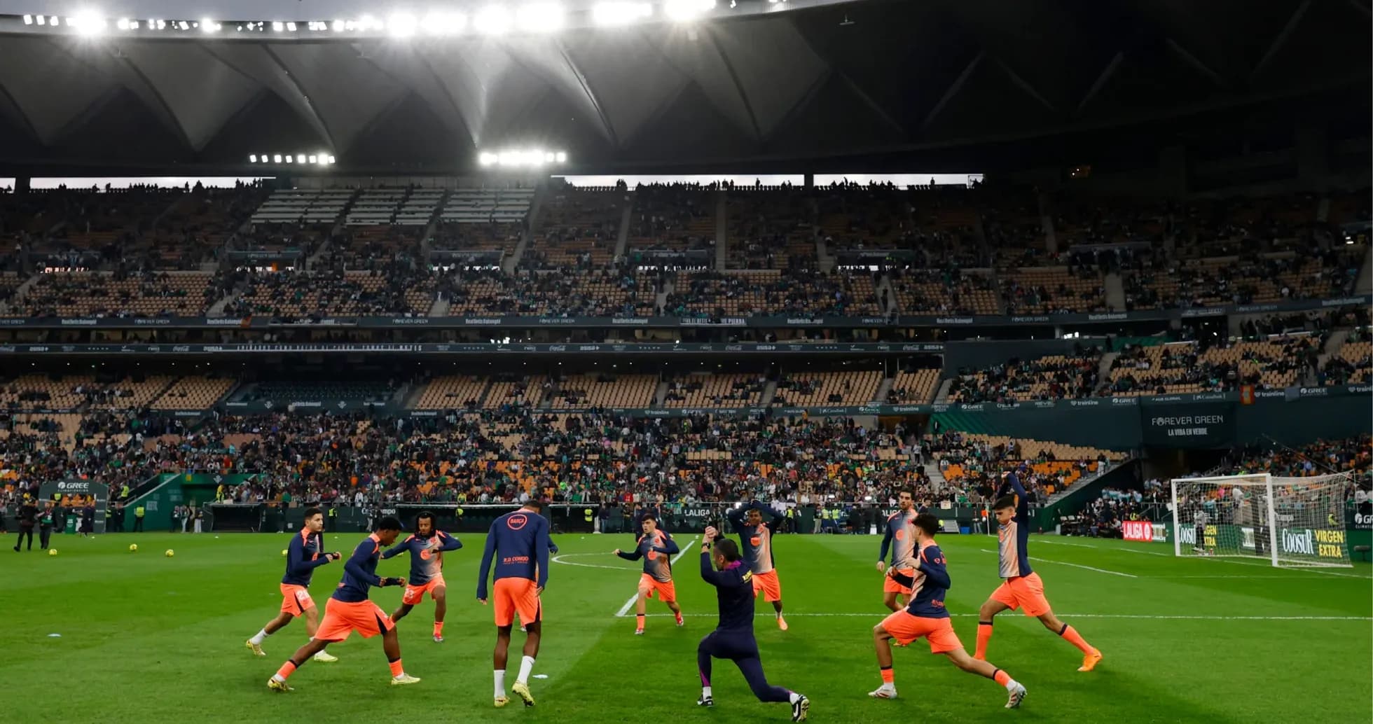 Players warming up before Real Betis vs Elche match Players warming up before Real Betis vs Elche match