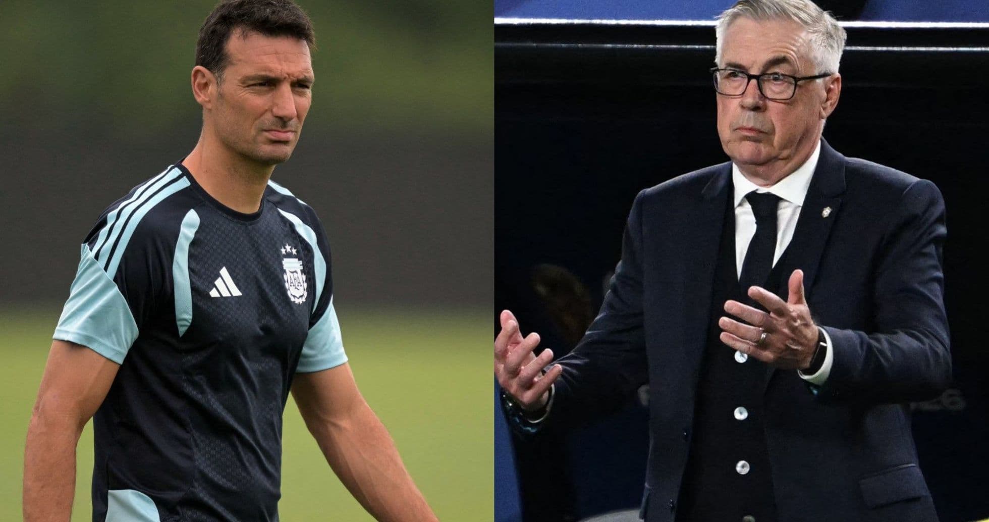Two football managers on opposite sides of image Two football managers on opposite sides of image