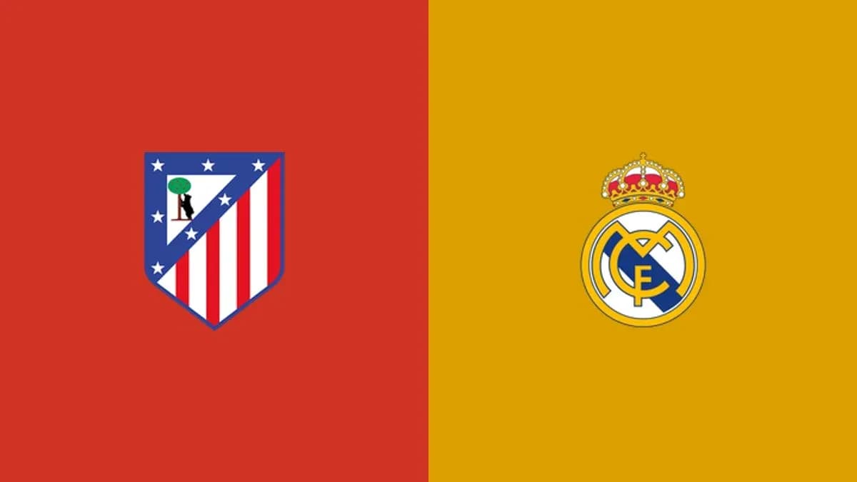 Logos of Atletico Madrid and Real Madrid Logos of Atletico Madrid and Real Madrid