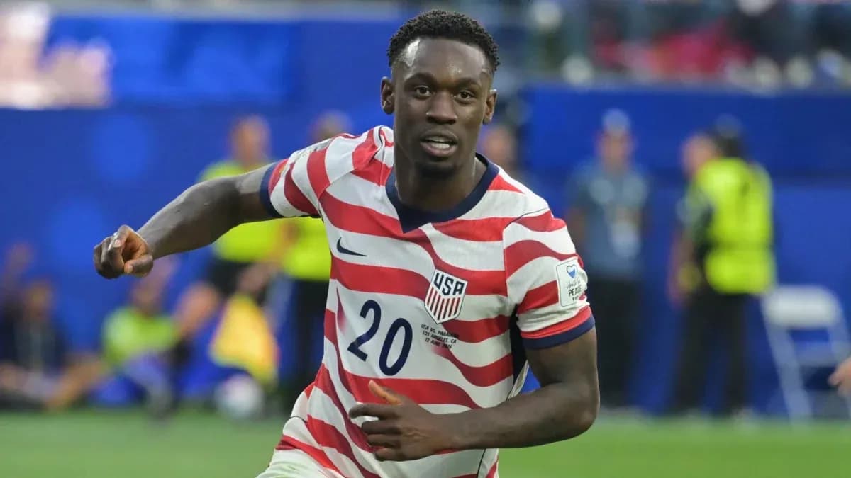 Player celebrating after scoring for the USA team Player celebrating after scoring for the USA team