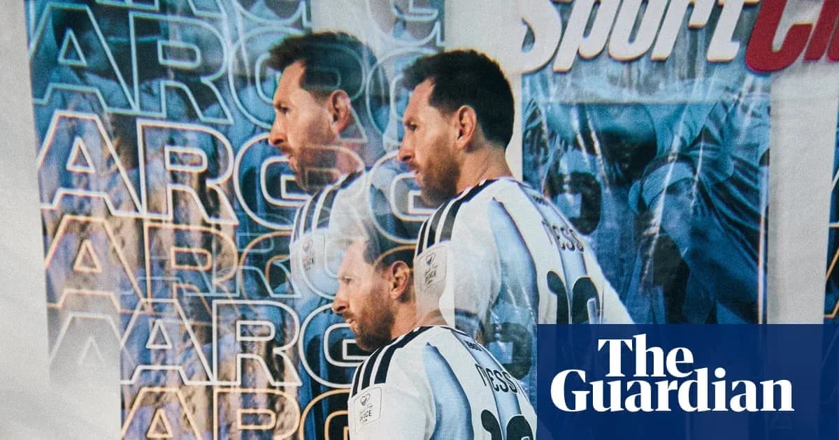 Player in Argentina jersey posing against backdrop Player in Argentina jersey posing against backdrop