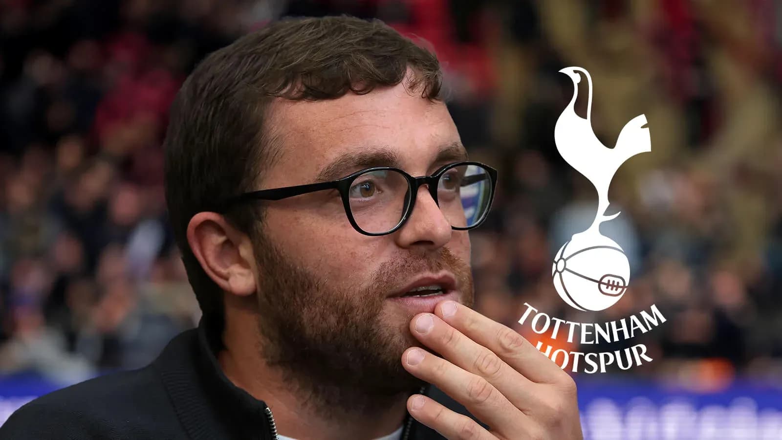 Man with glasses at Tottenham Hotspur match Man with glasses at Tottenham Hotspur match