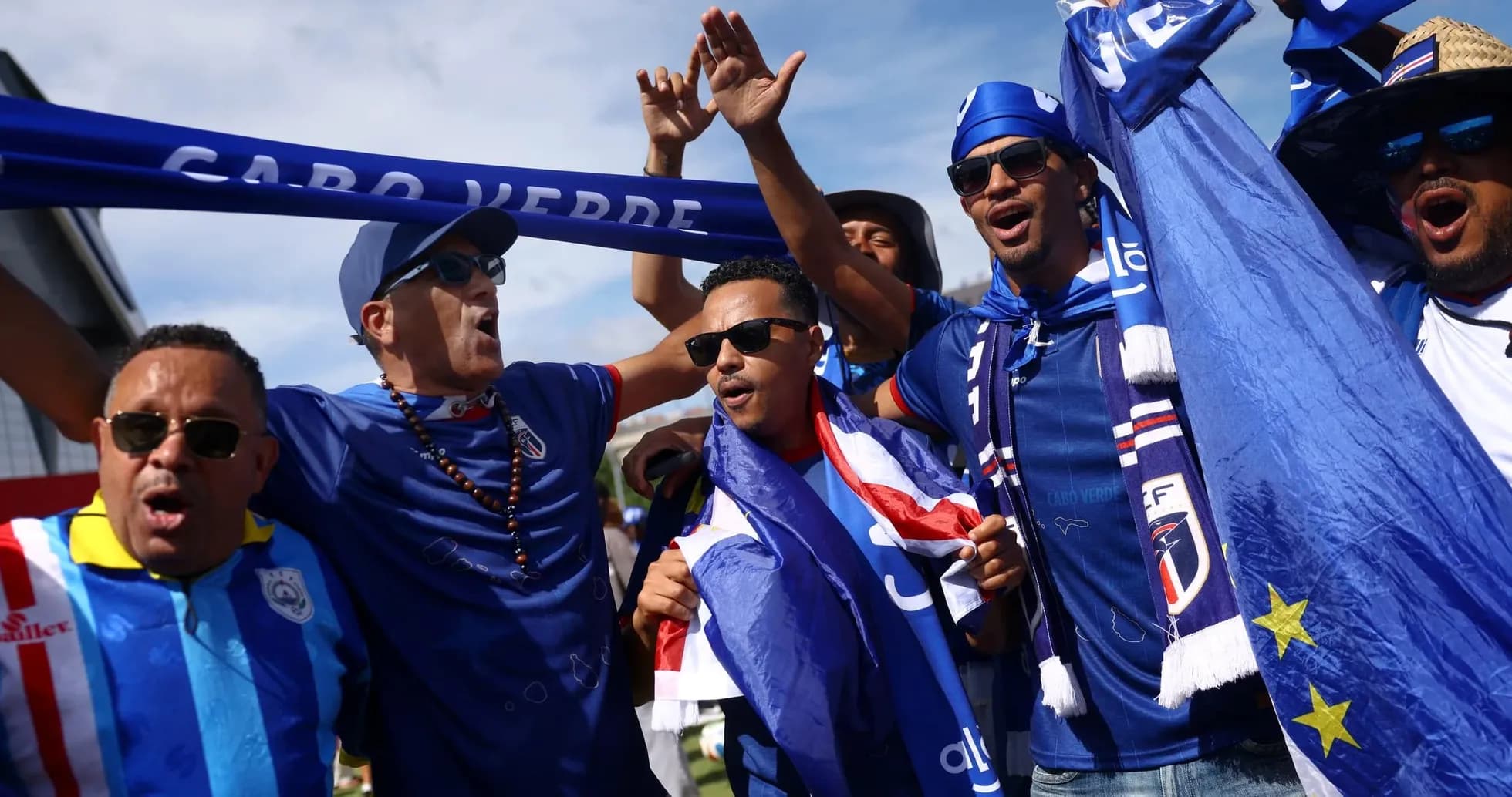 Cape Verde fans celebrating at World Cup match Cape Verde fans celebrating at World Cup match