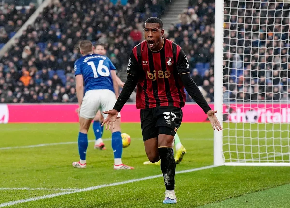 Bournemouth player celebrating a goal on pitch Bournemouth player celebrating a goal on pitch