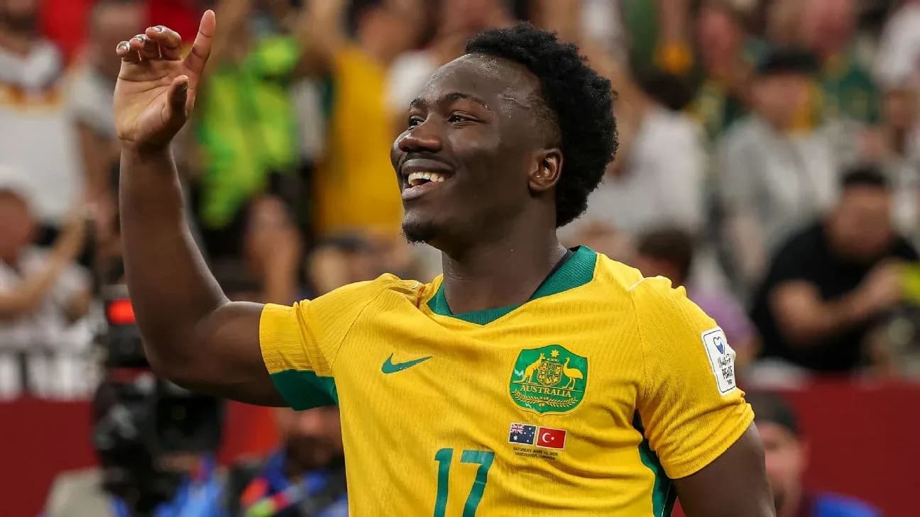 Player celebrating after scoring for Australia Player celebrating after scoring for Australia