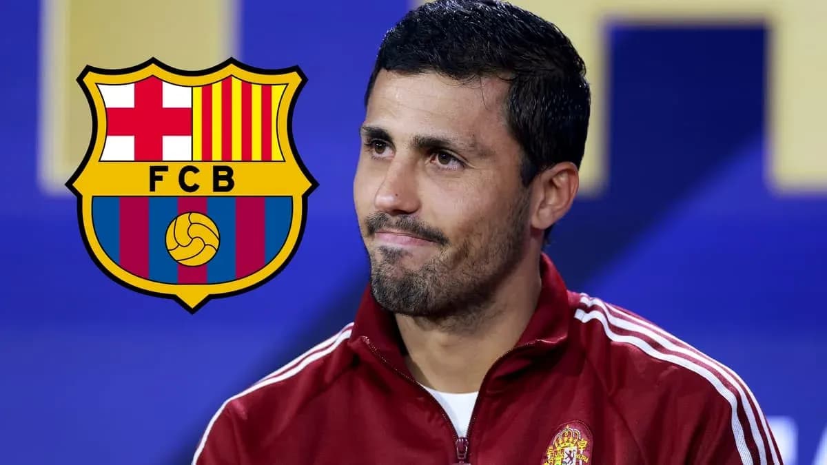 Man in red jacket with FC Barcelona logo Man in red jacket with FC Barcelona logo