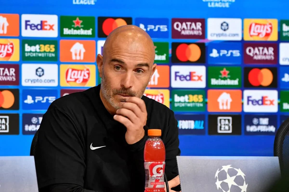 Manager speaking at UEFA Champions League press conference Manager speaking at UEFA Champions League press conference