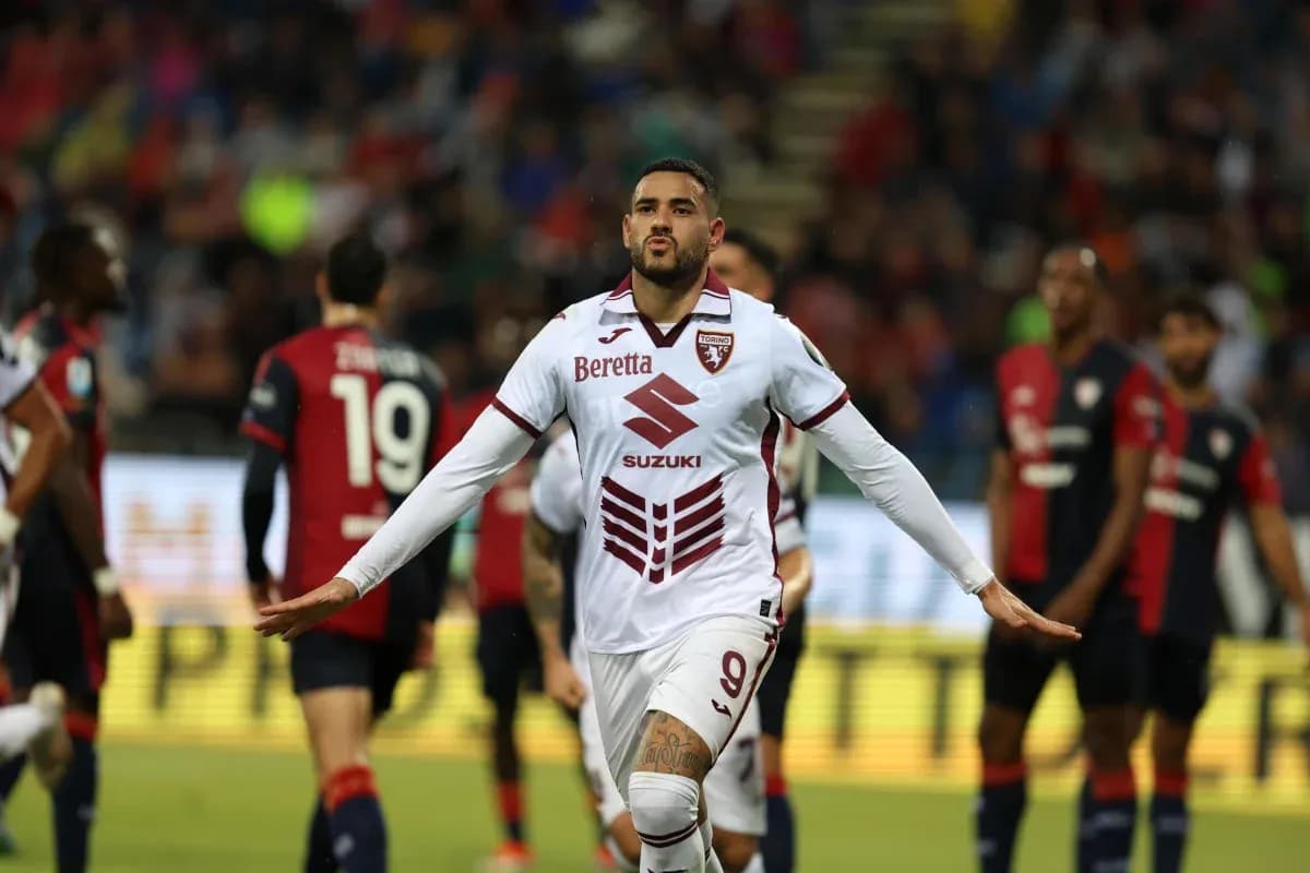 Torino player celebrating a goal against Cagliari Torino player celebrating a goal against Cagliari