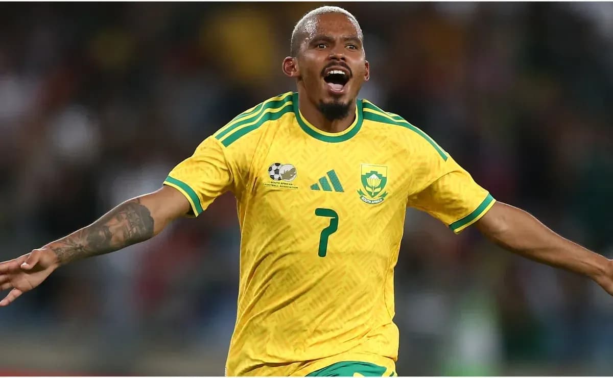 South African player celebrating after scoring goal South African player celebrating after scoring goal