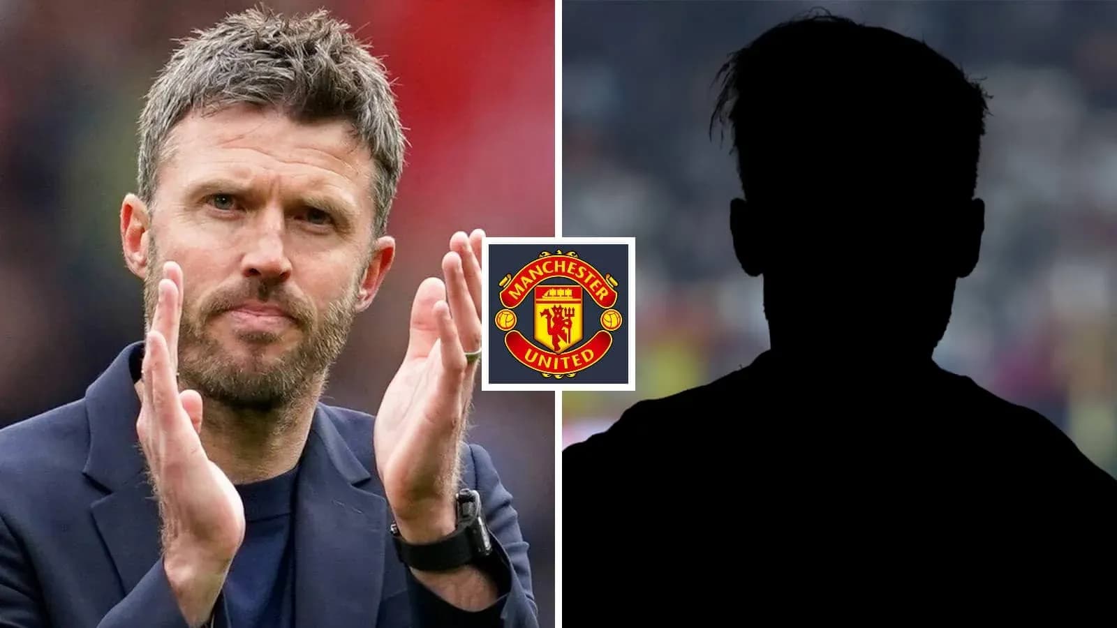 Manager applauding with Manchester United logo in background Manager applauding with Manchester United logo in background