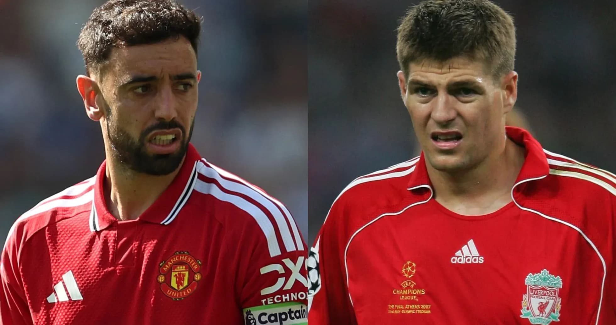 Bruno Fernandes and Steven Gerrard in football kits Bruno Fernandes and Steven Gerrard in football kits