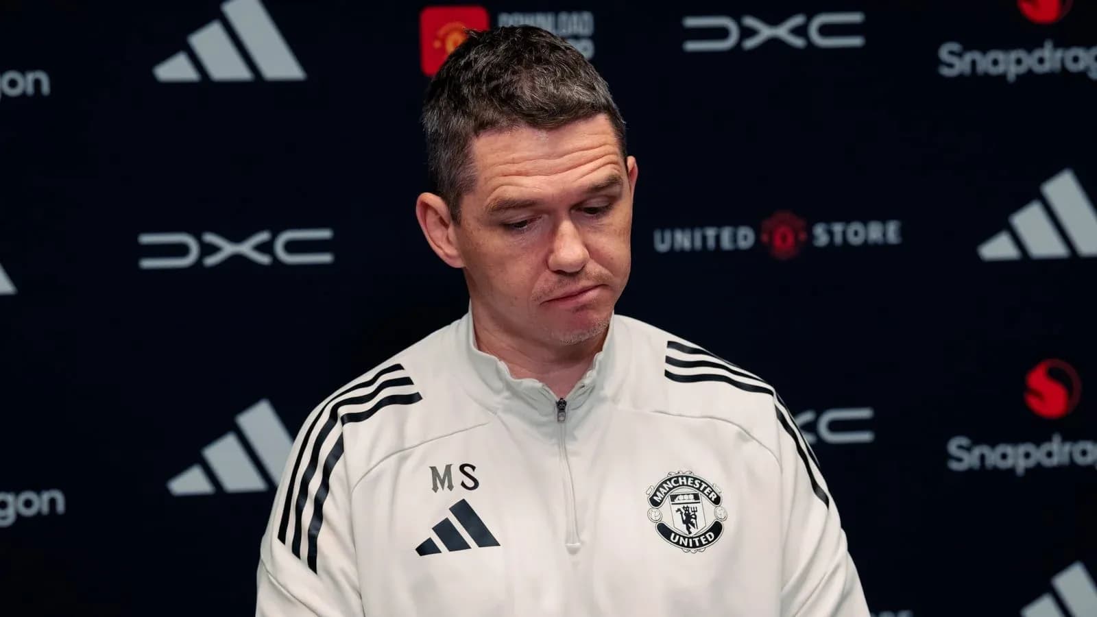 Manchester United coach speaking at press conference Manchester United coach speaking at press conference