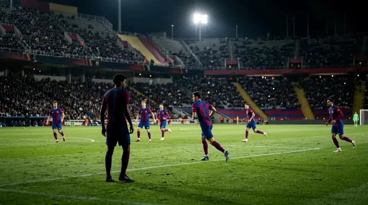 Barcelona players on the pitch during a match Barcelona players on the pitch during a match