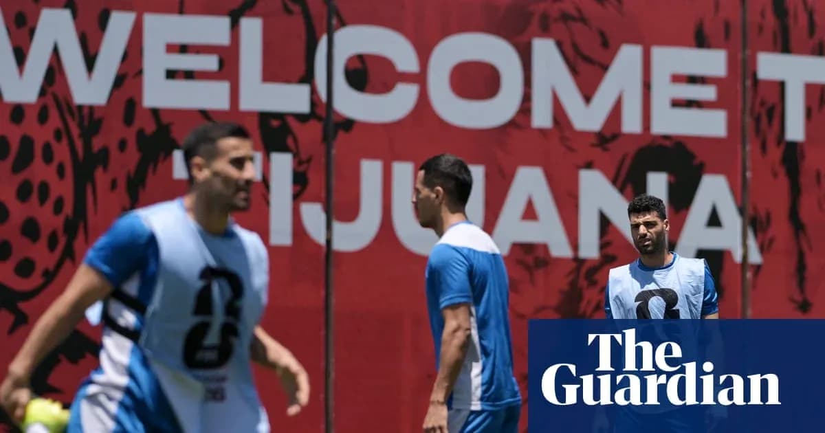 Players training in front of welcome sign in Tijuana Players training in front of welcome sign in Tijuana