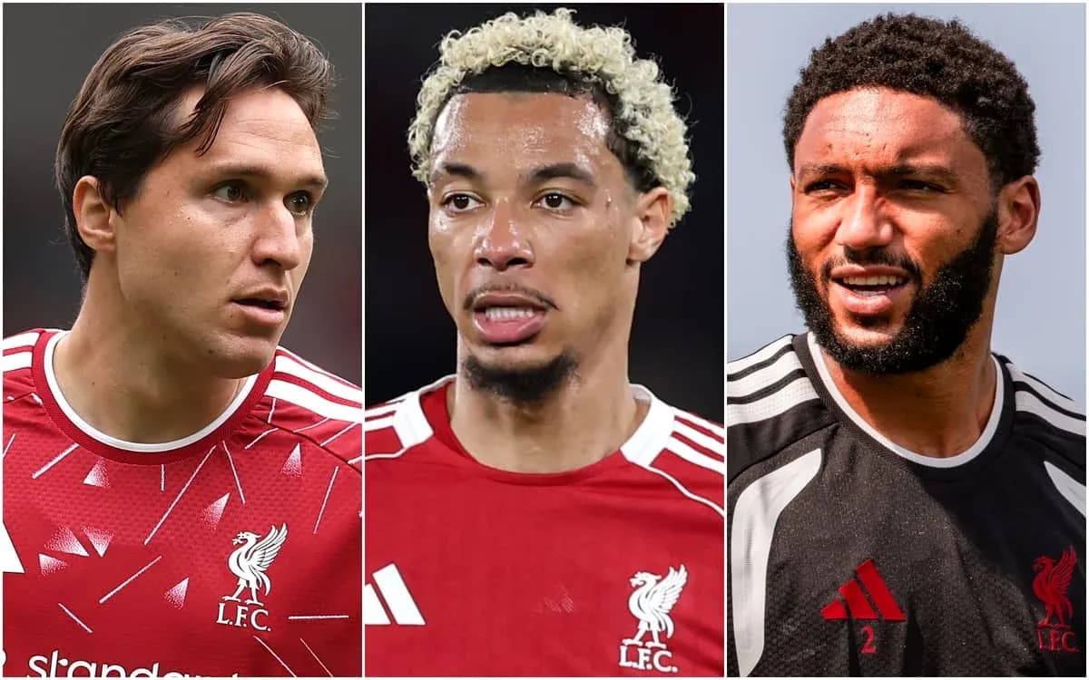 Three Liverpool FC players in training attire Three Liverpool FC players in training attire