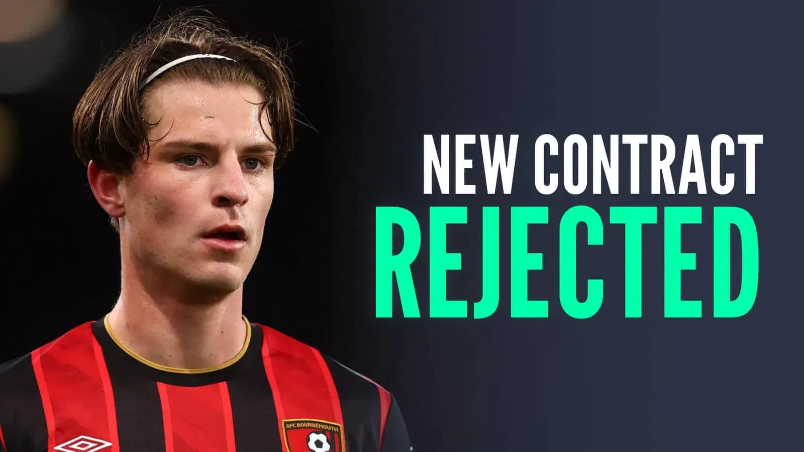 Player in AFC Bournemouth kit with contract news text Player in AFC Bournemouth kit with contract news text