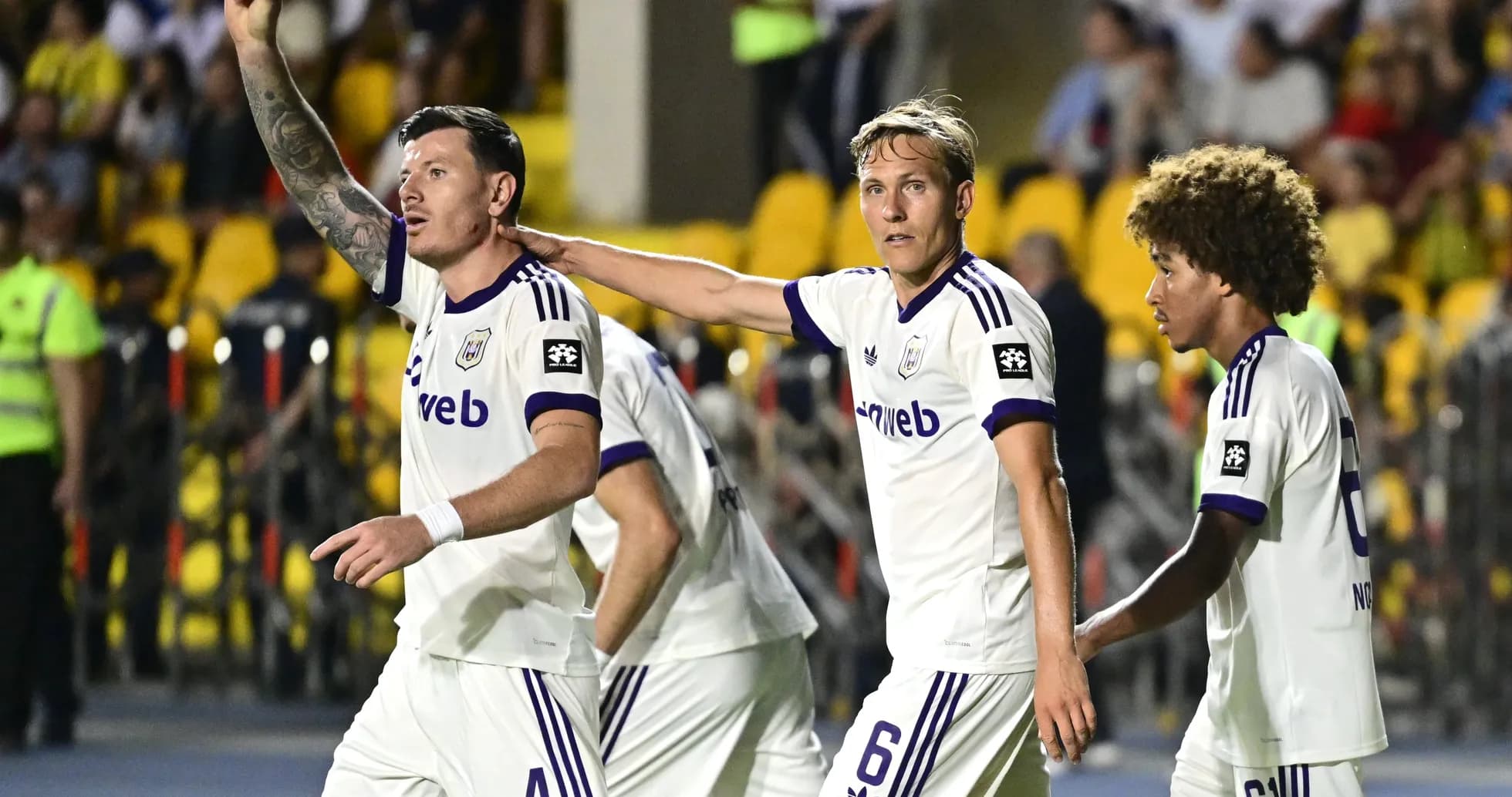 Anderlecht players celebrating a goal Anderlecht players celebrating a goal