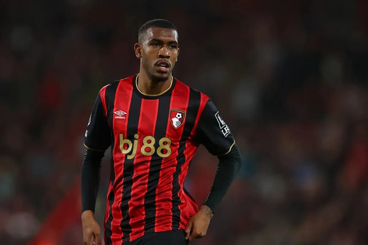Bournemouth player in red and black jersey during match Bournemouth player in red and black jersey during match