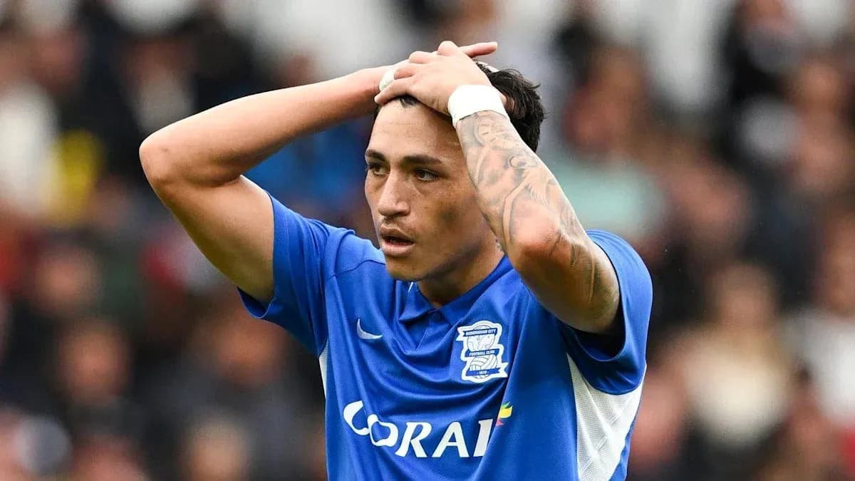 Birmingham City player shows frustration during match Birmingham City player shows frustration during match