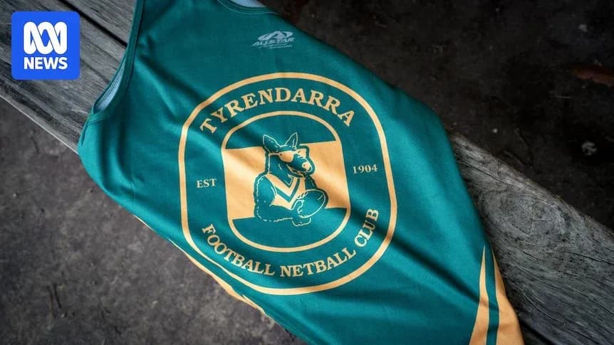 Tyrendarra Football Netball Club jersey on wooden surface Tyrendarra Football Netball Club jersey on wooden surface