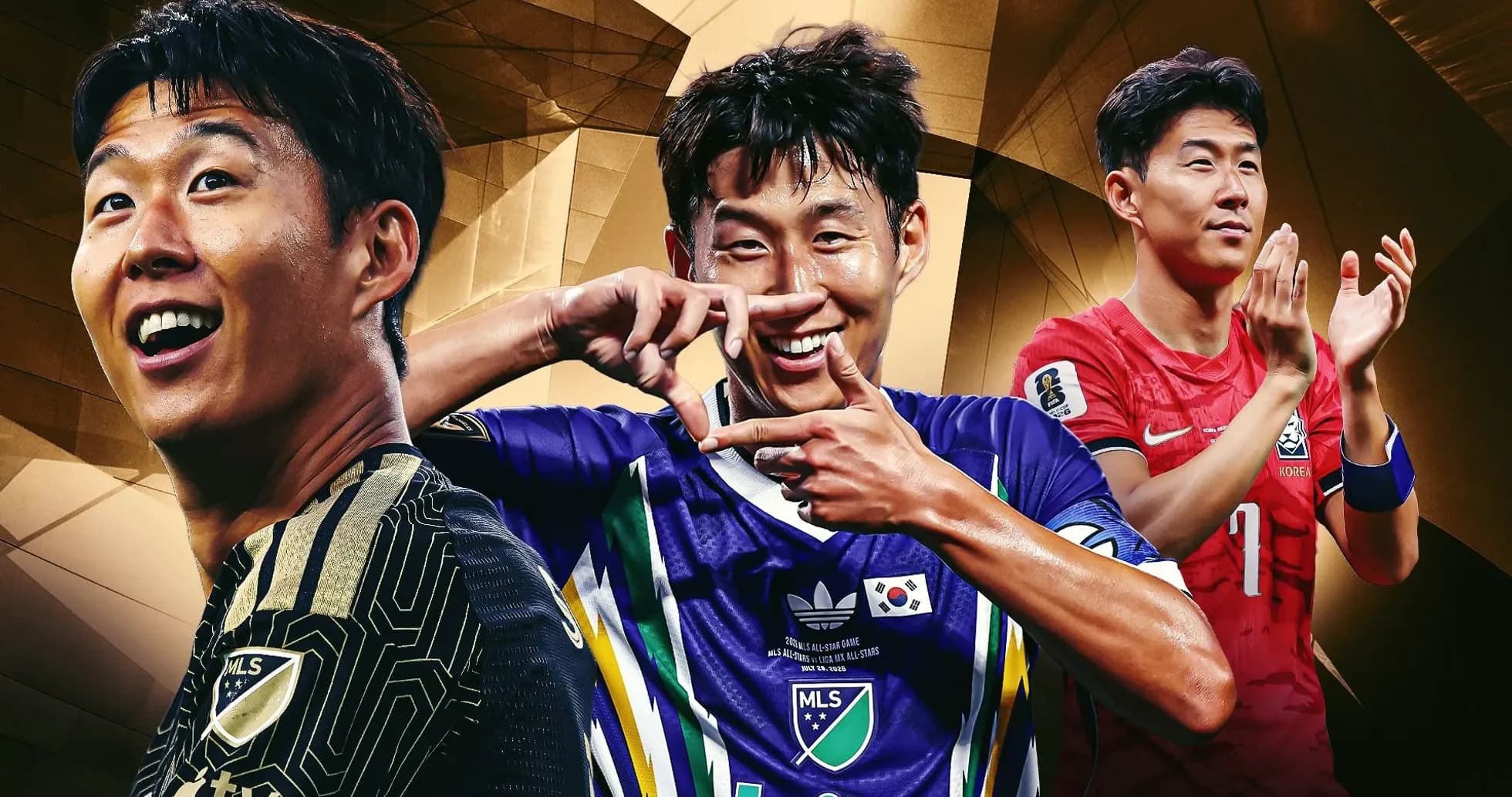 Three South Korean football players posing together Three South Korean football players posing together