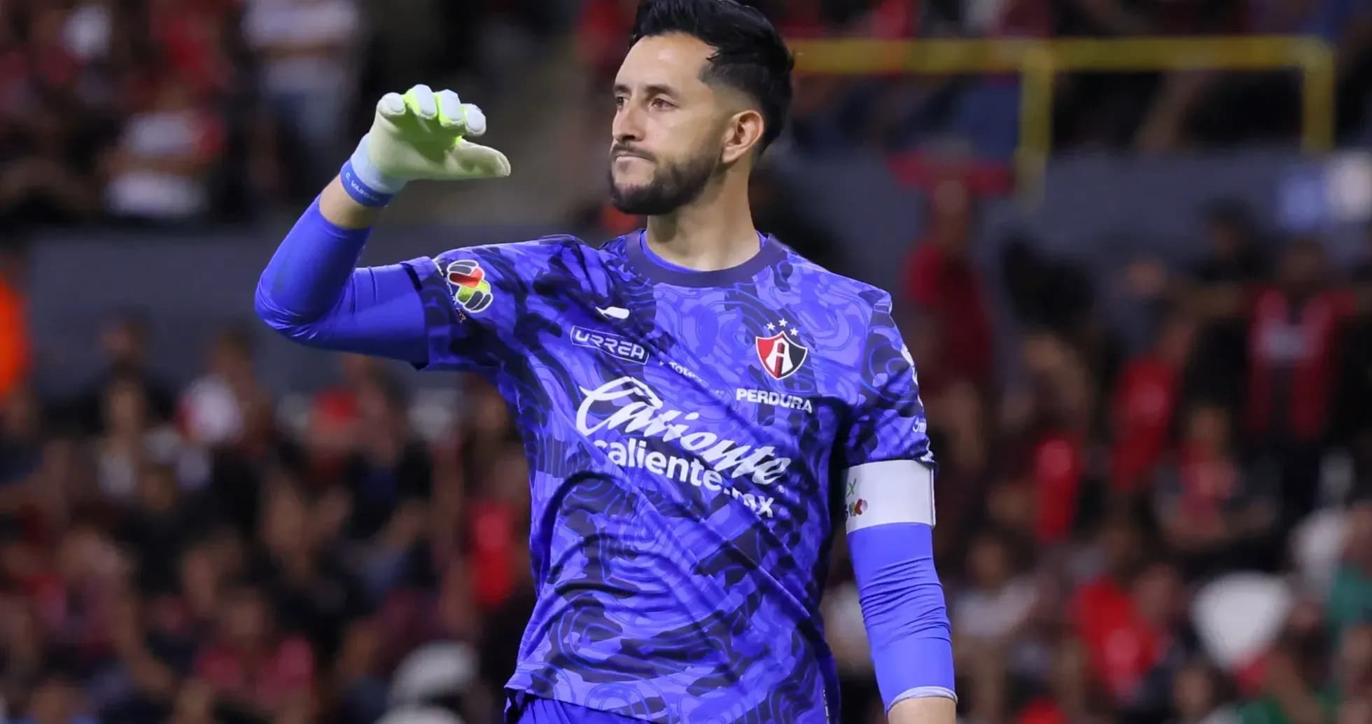 Goalkeeper celebrating during Liga MX match Goalkeeper celebrating during Liga MX match