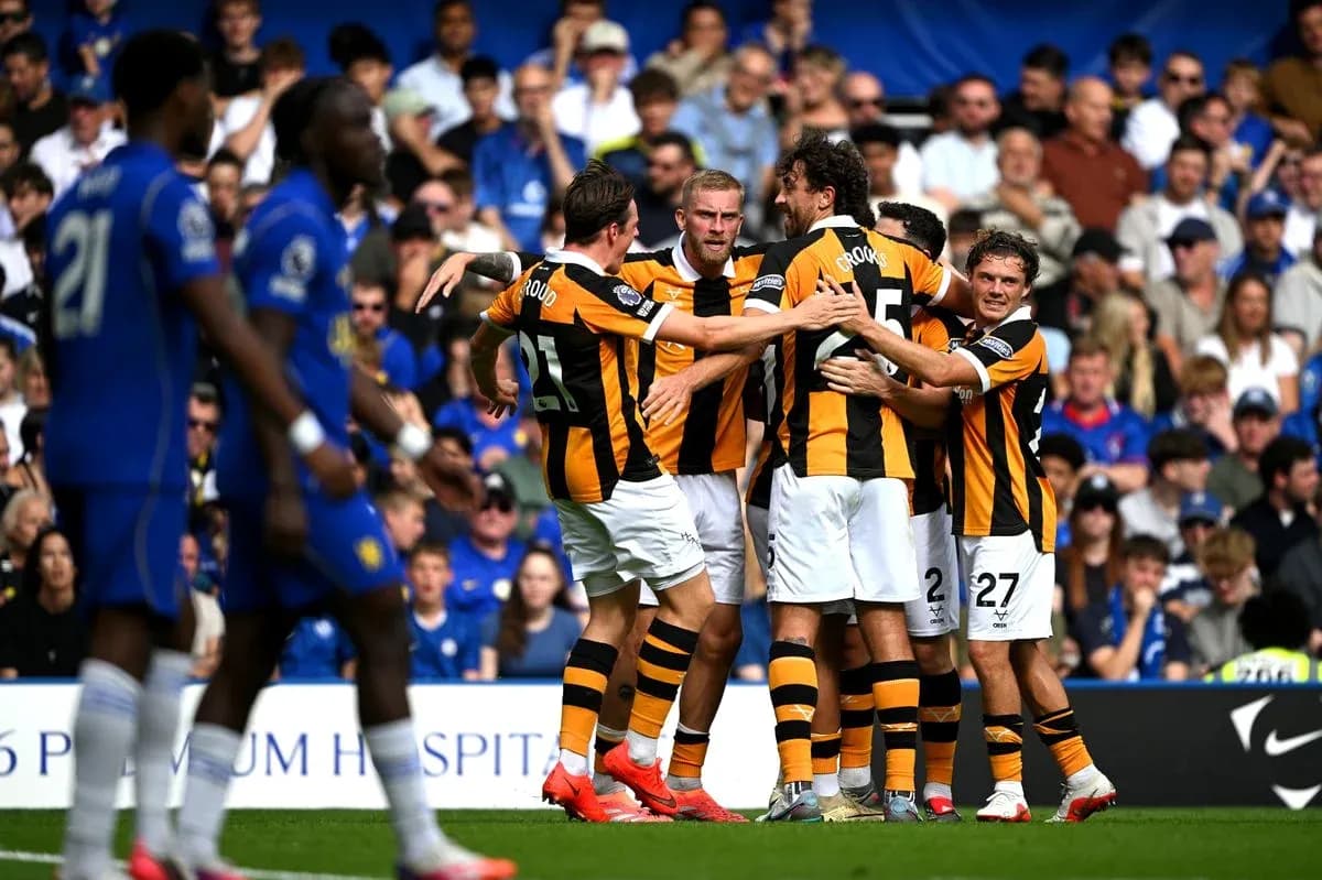 Hull City players celebrating a goal Hull City players celebrating a goal