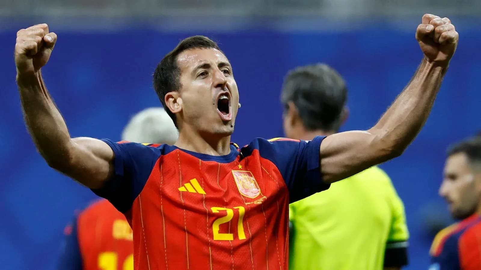 Player celebrating after scoring a goal for Spain Player celebrating after scoring a goal for Spain