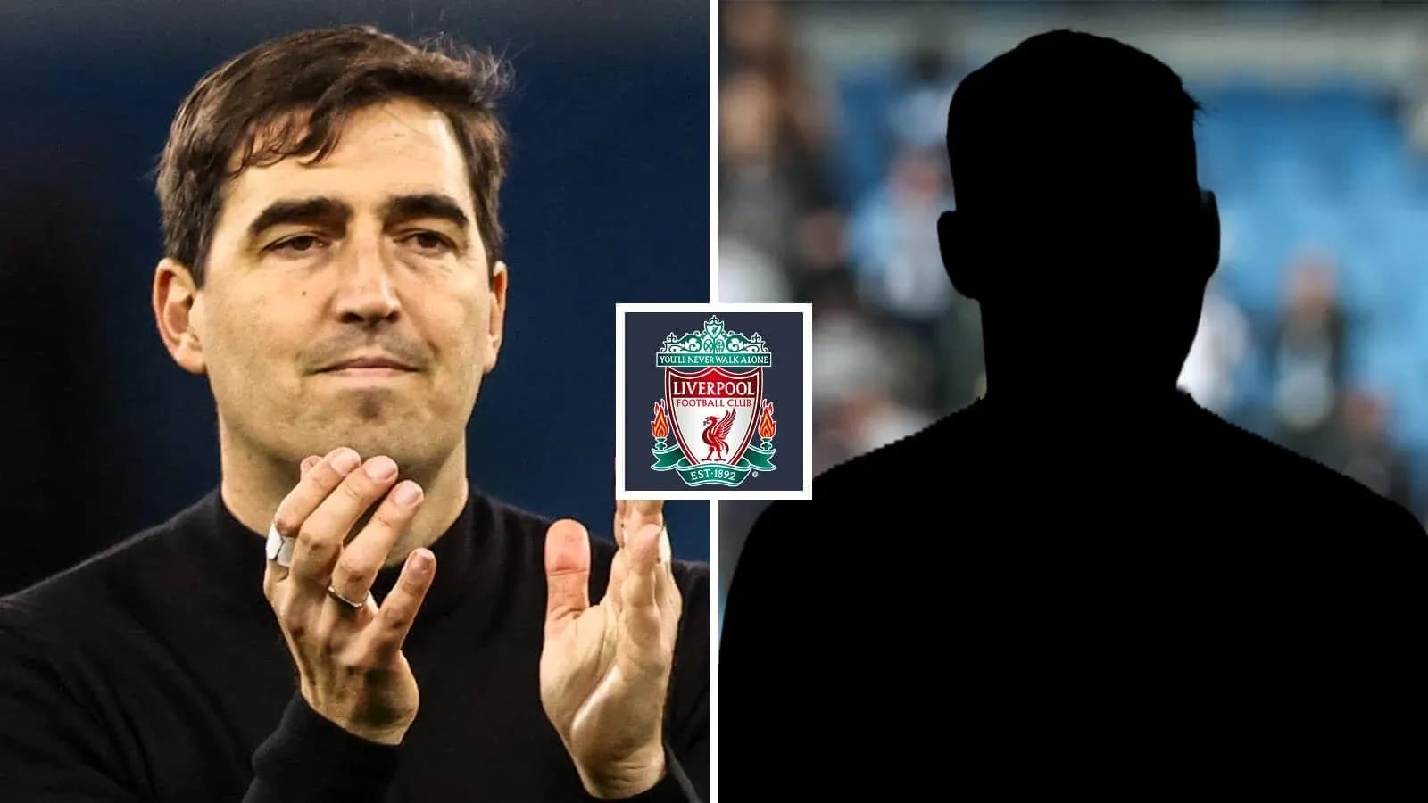 Manager clapping with Liverpool logo in background Manager clapping with Liverpool logo in background