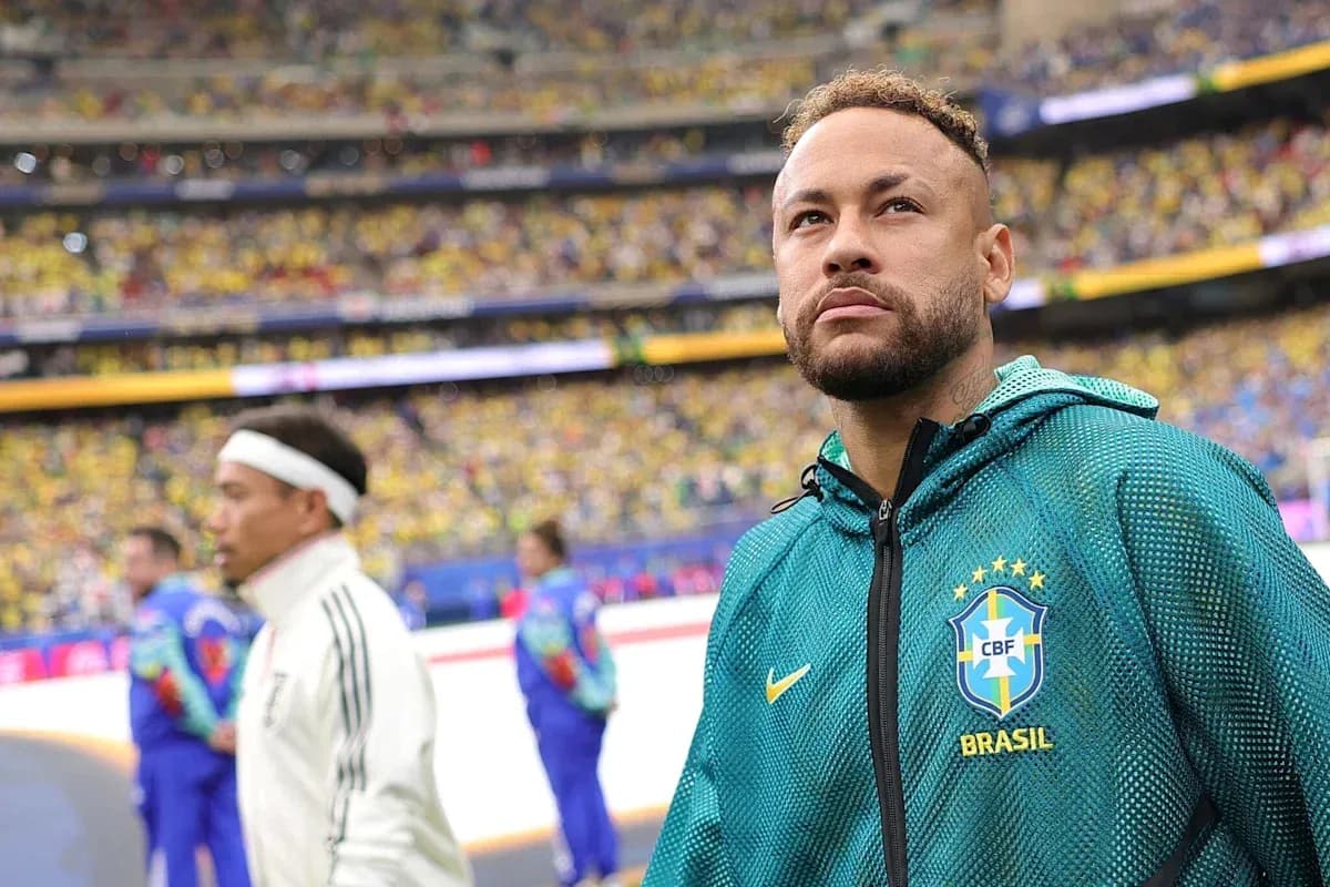 Neymar standing on the field before the match Neymar standing on the field before the match