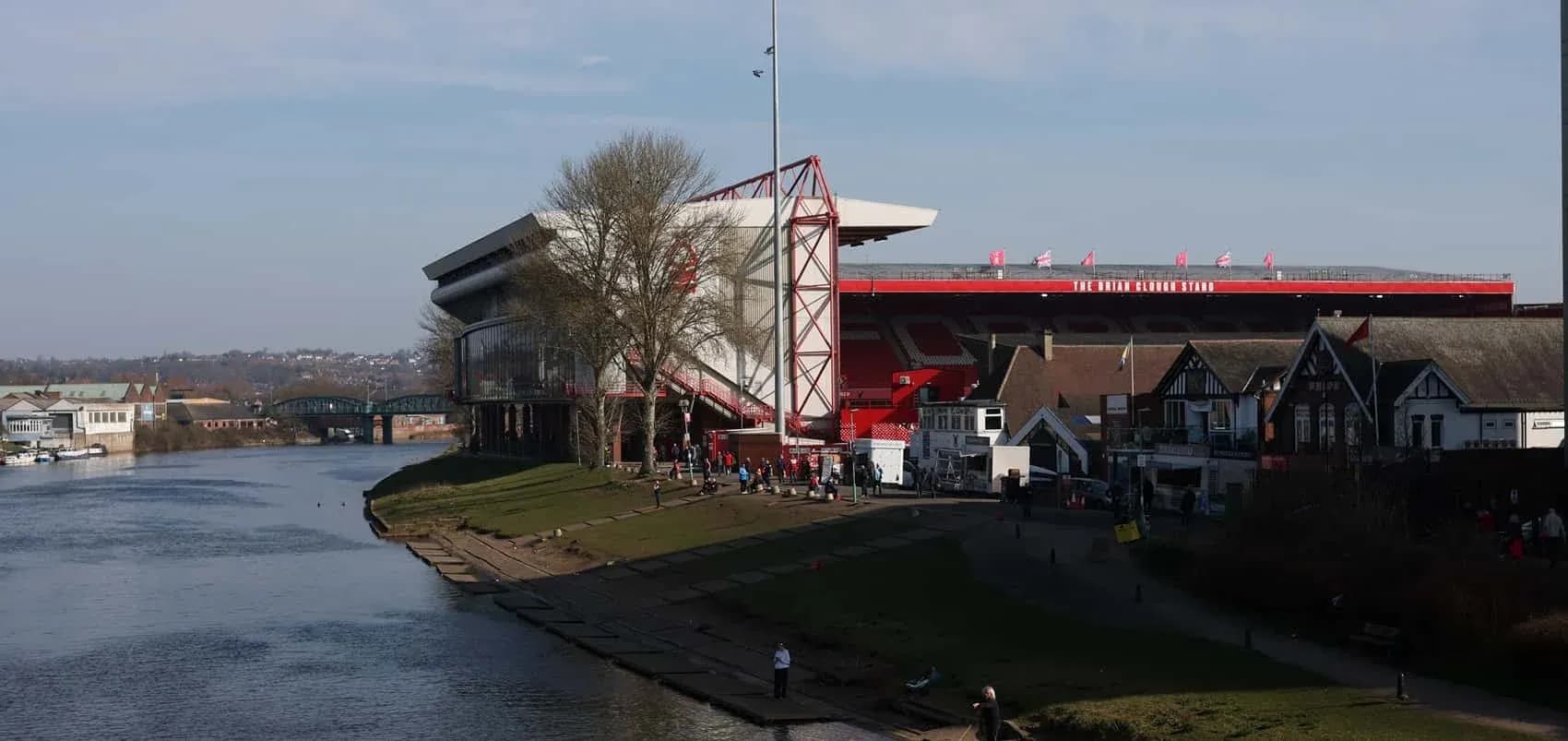 City ground stadium by the river with crowds City ground stadium by the river with crowds