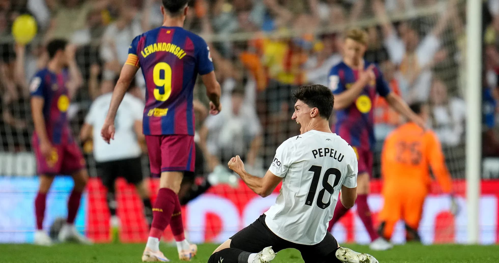 Pepelu celebrating goal against Barcelona Pepelu celebrating goal against Barcelona