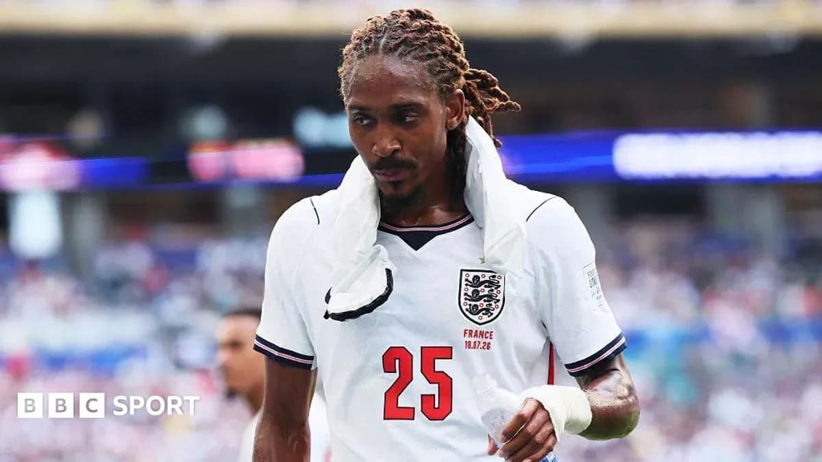 Player wearing England jersey during match exit Player wearing England jersey during match exit