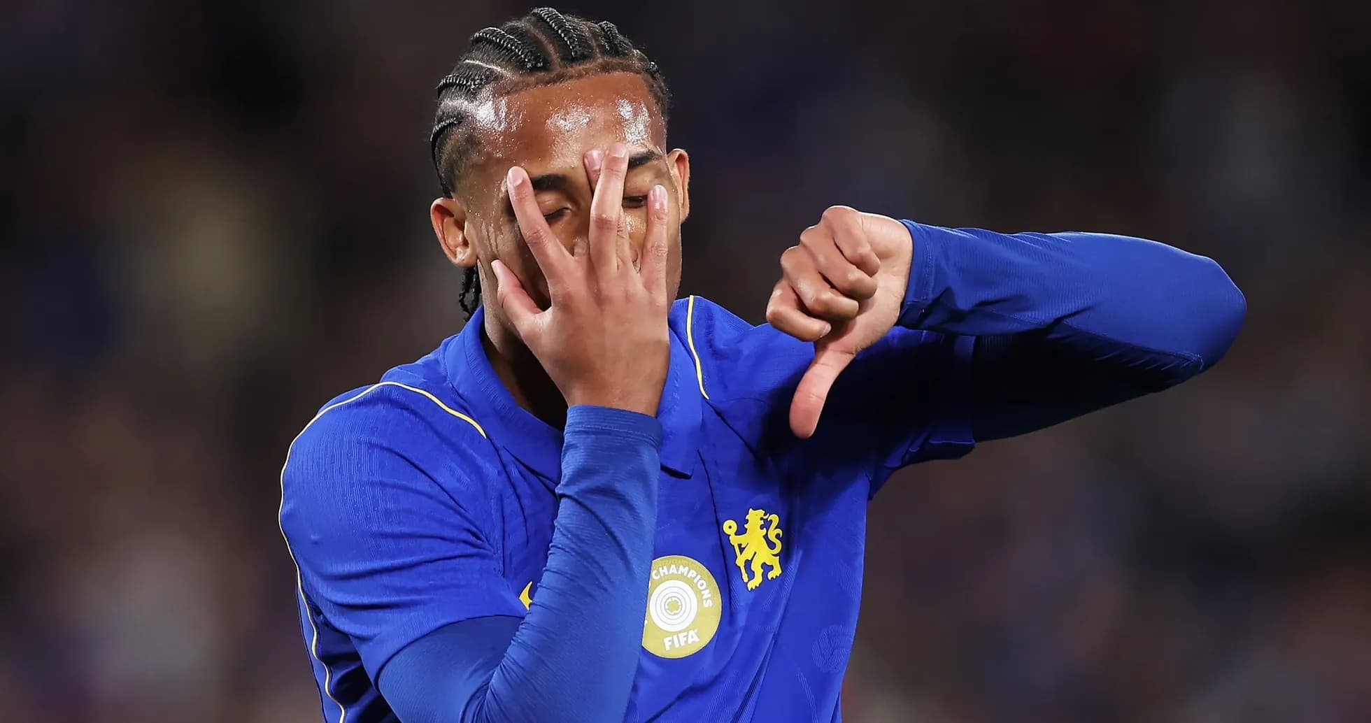Player in blue jersey gesturing during match Player in blue jersey gesturing during match