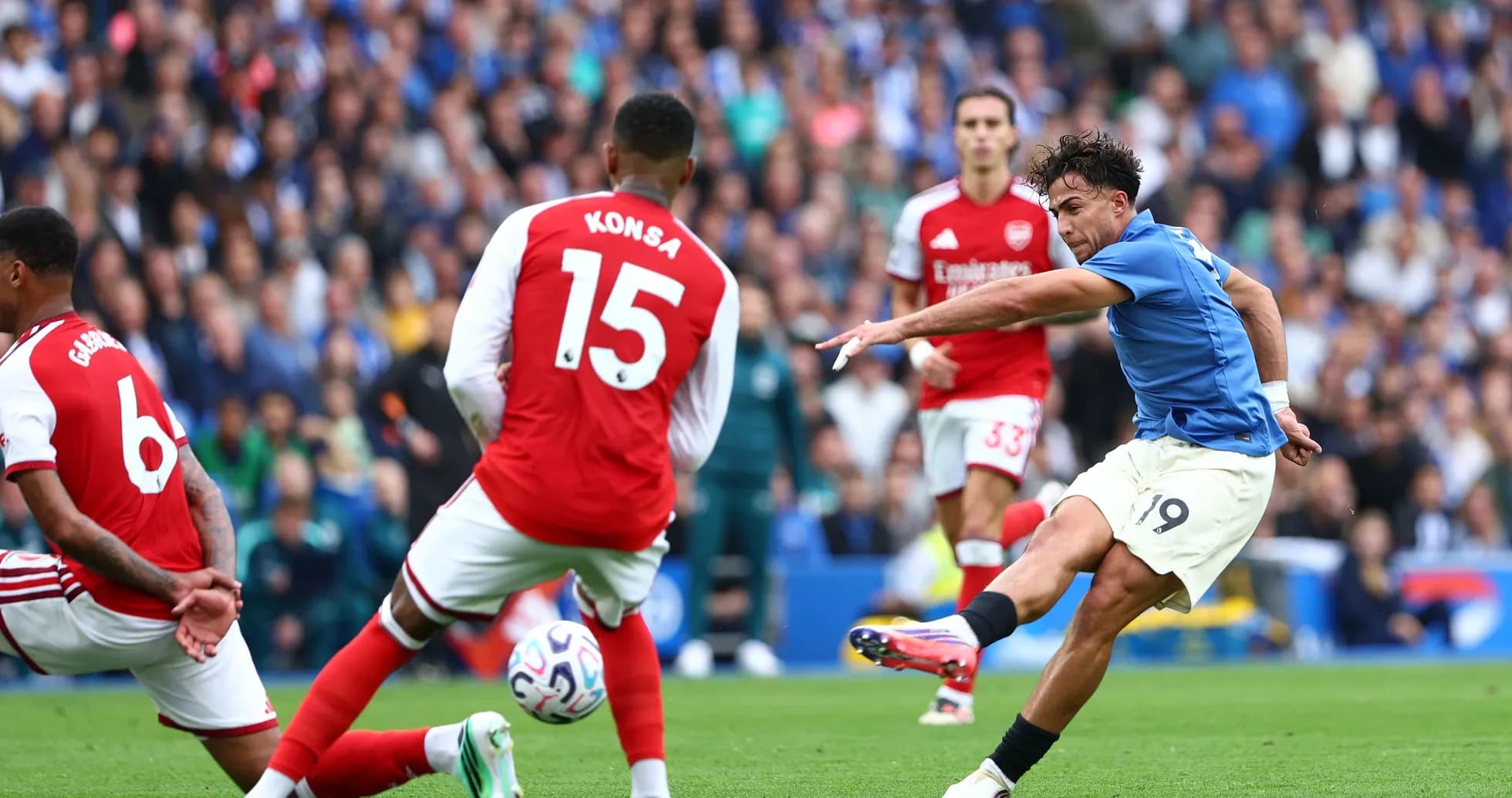 Player kicking ball during match against Arsenal Player kicking ball during match against Arsenal