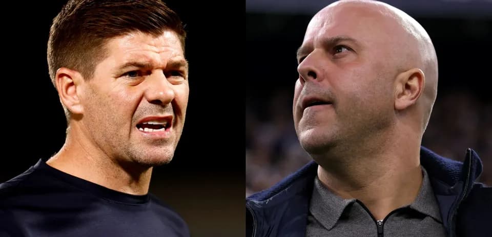 Two football managers speaking during match Two football managers speaking during match