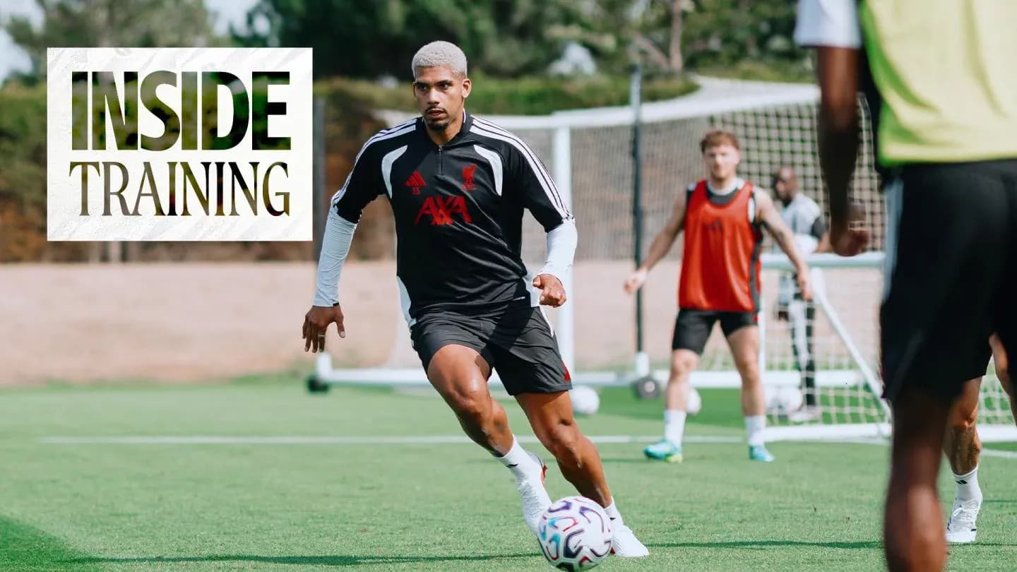 Player dribbling ball during training session Player dribbling ball during training session