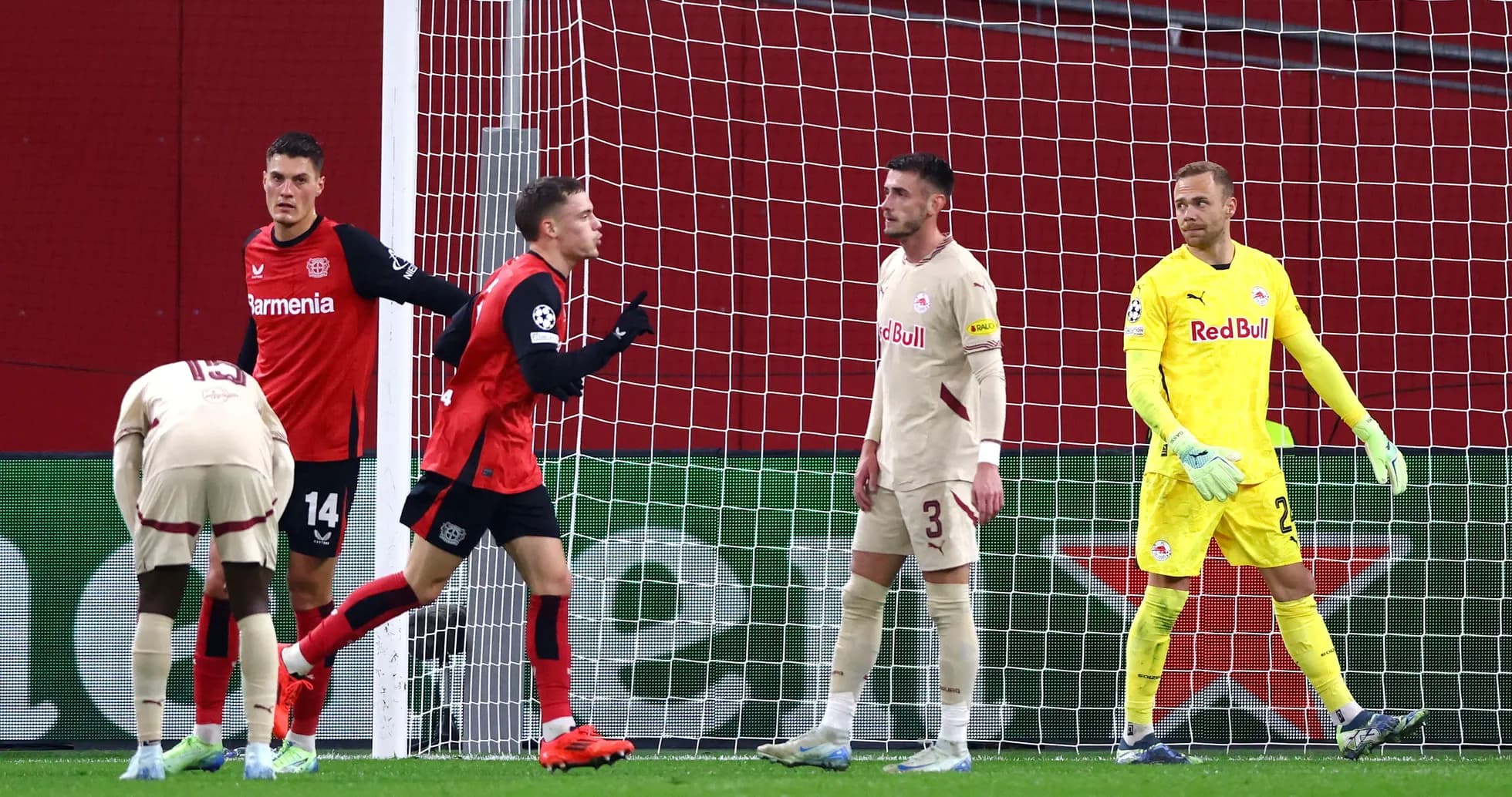 Players reacting during Bayer Leverkusen match Players reacting during Bayer Leverkusen match