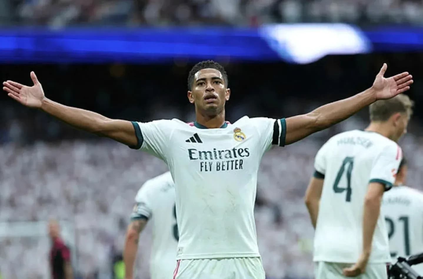 Real Madrid player celebrating during match Real Madrid player celebrating during match