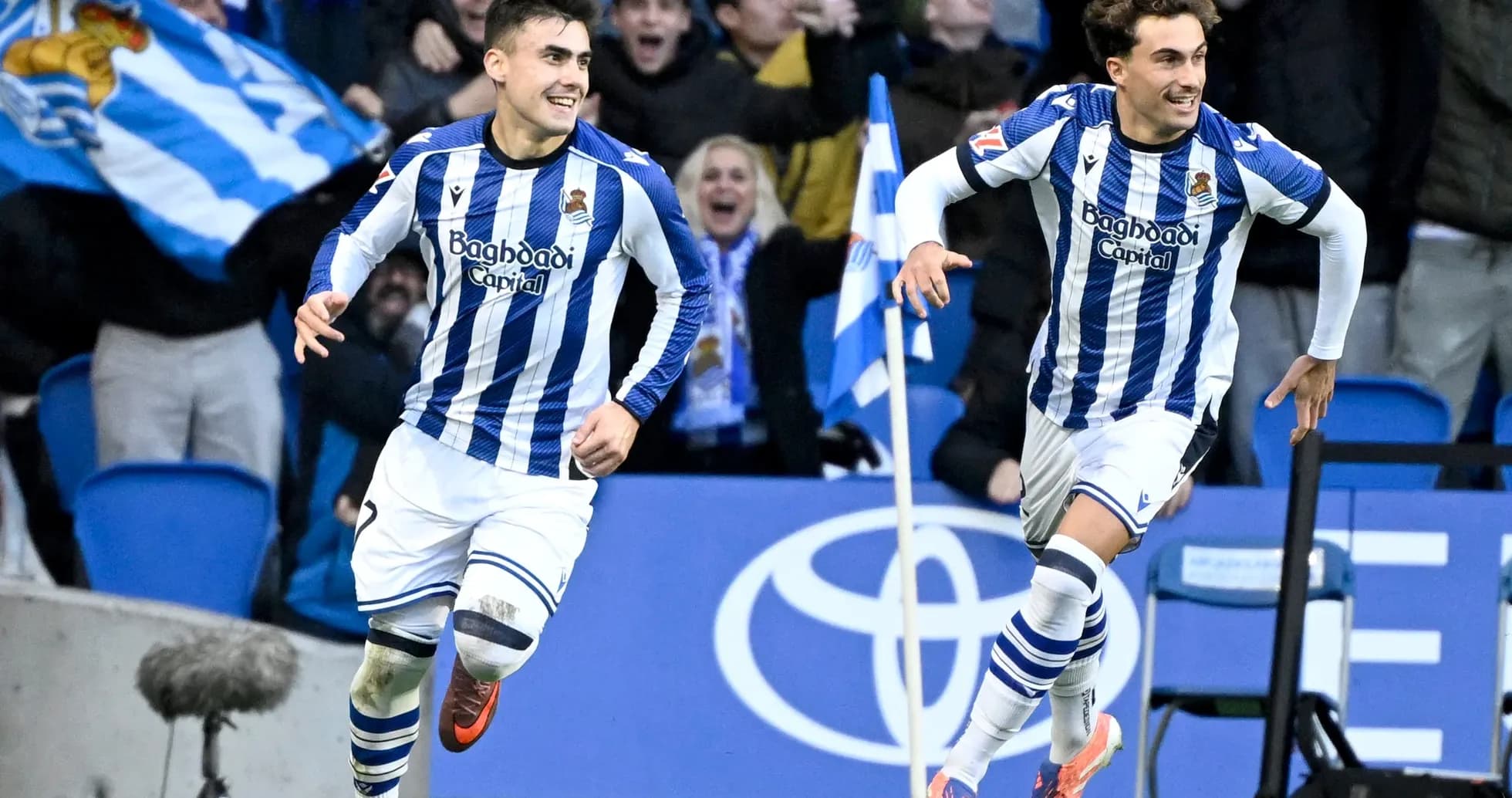 Real Sociedad players celebrating a goal Real Sociedad players celebrating a goal
