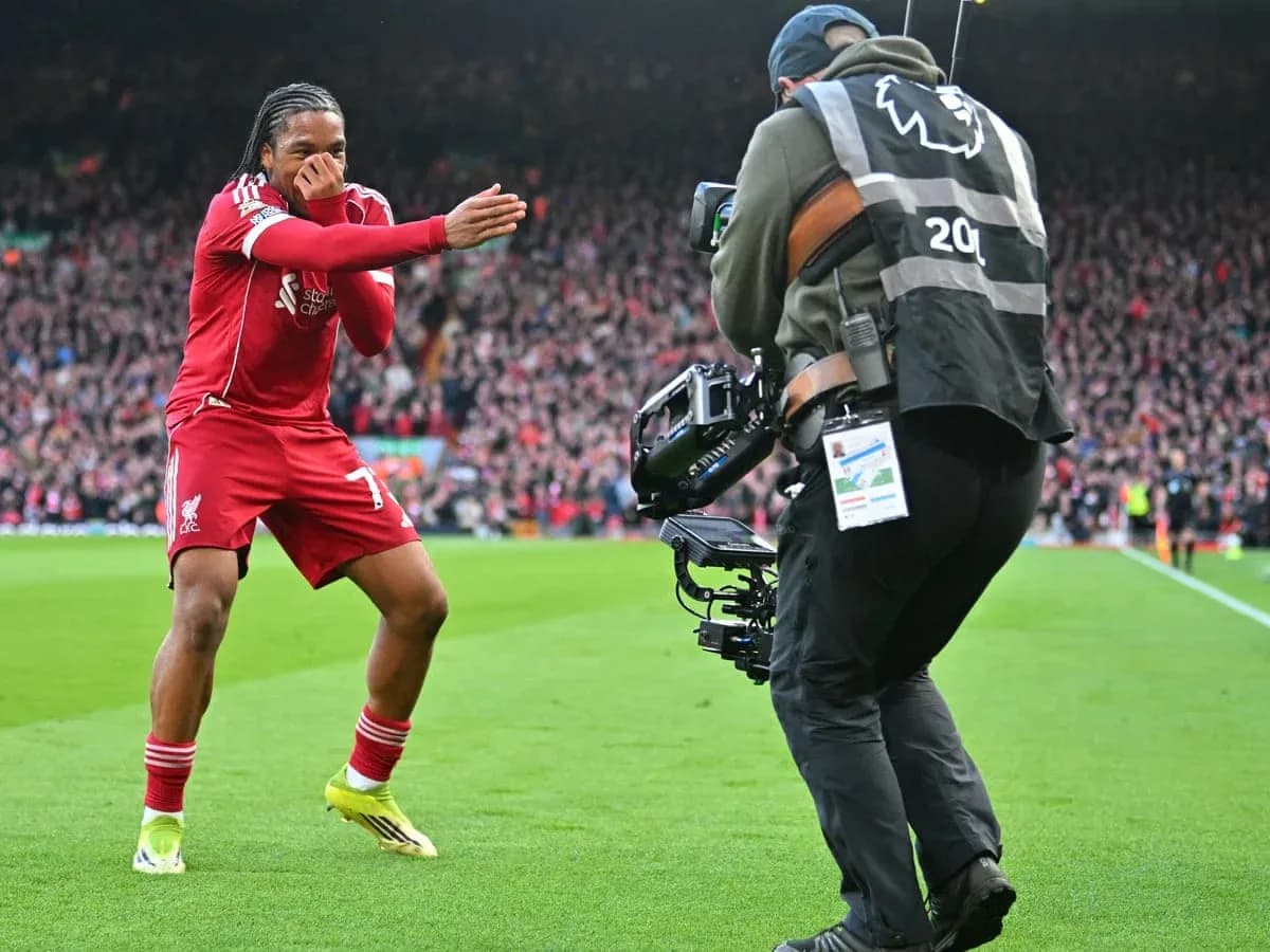 Liverpool player celebrating during Premier League match Liverpool player celebrating during Premier League match