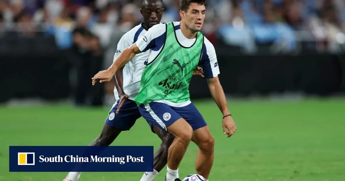 Two players training during a football session Two players training during a football session