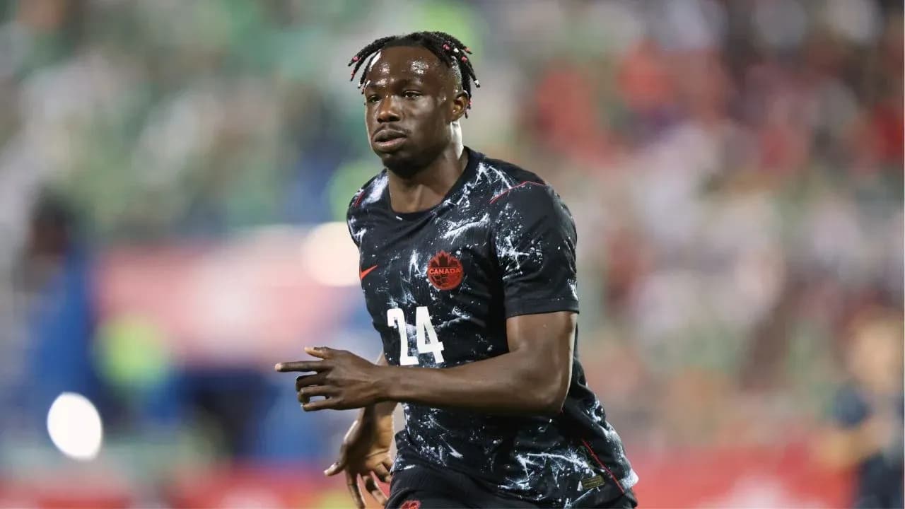 Player in Canada jersey during match action Player in Canada jersey during match action