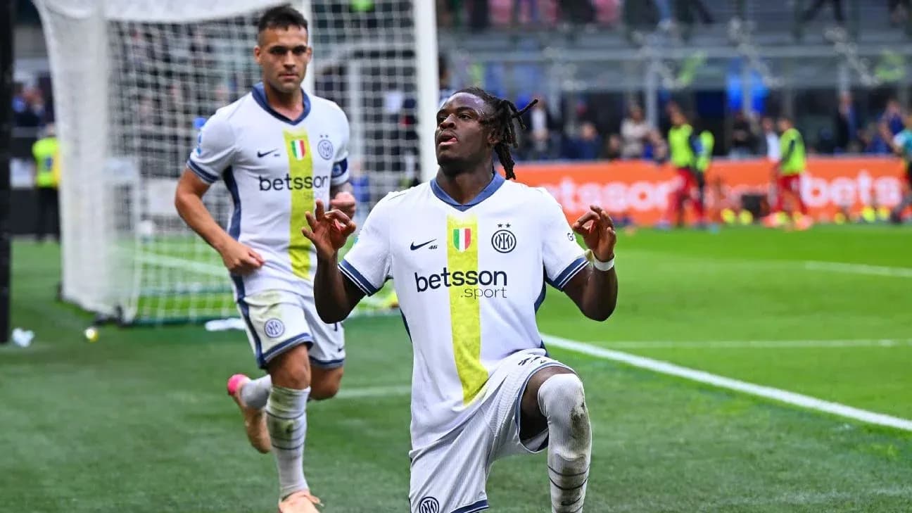 Inter player celebrating after scoring a goal Inter player celebrating after scoring a goal