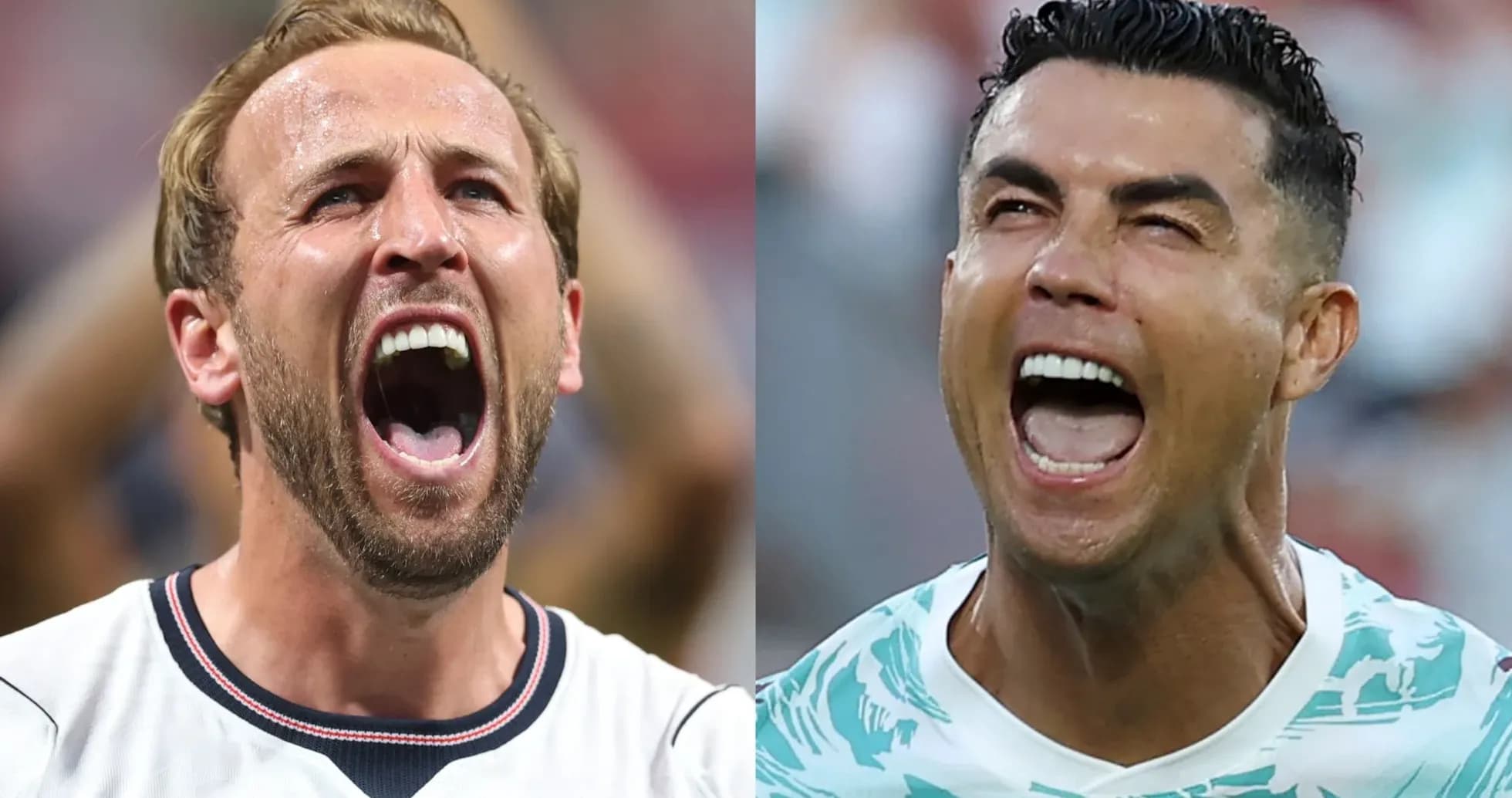 Harry Kane and Cristiano Ronaldo celebrating loudly Harry Kane and Cristiano Ronaldo celebrating loudly
