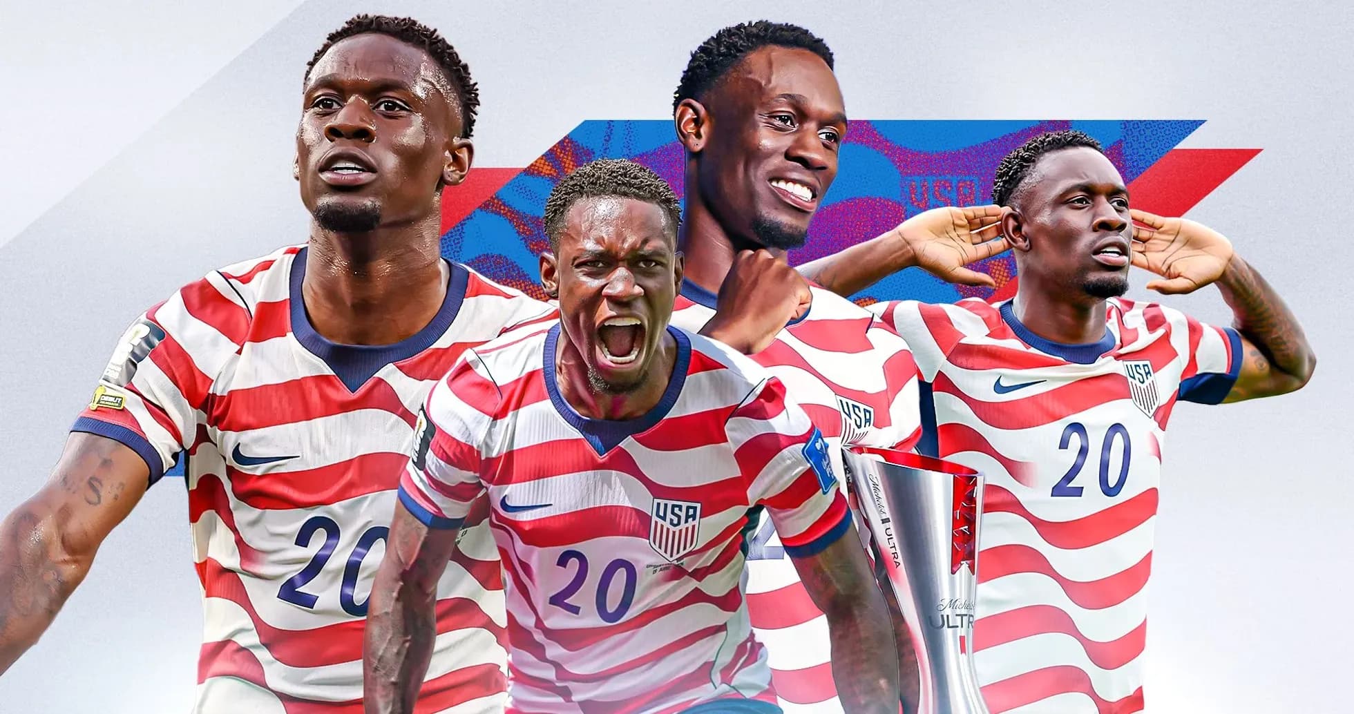 Player celebrating in USA national team jersey Player celebrating in USA national team jersey